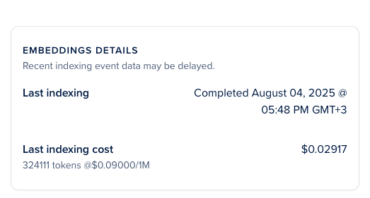 Embedding Cost Details