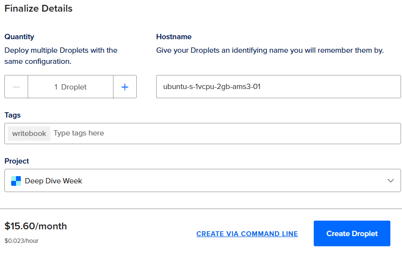 Finalize Droplet Details